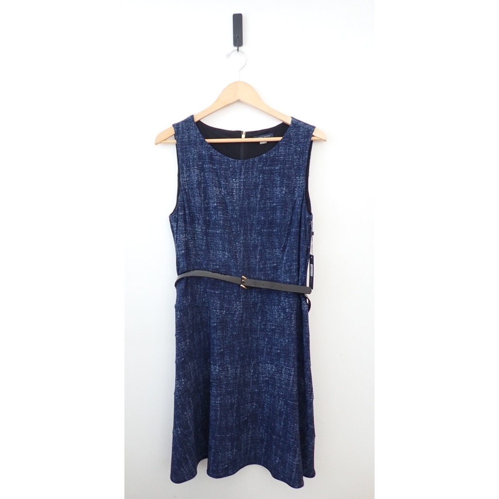 Women's NWT Tommy Hilfiger Blue Belted Jersey Dress Size 14 Knee Length